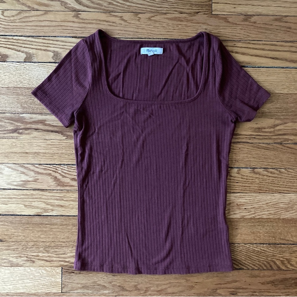 Madewell ribbed square neck crop top